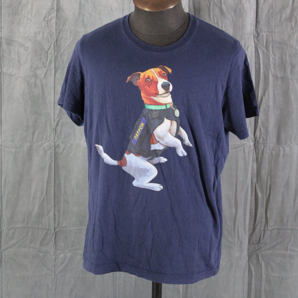 Ukraine War Shirt - Patron the Dog Cartoon Graphic - Men's Large